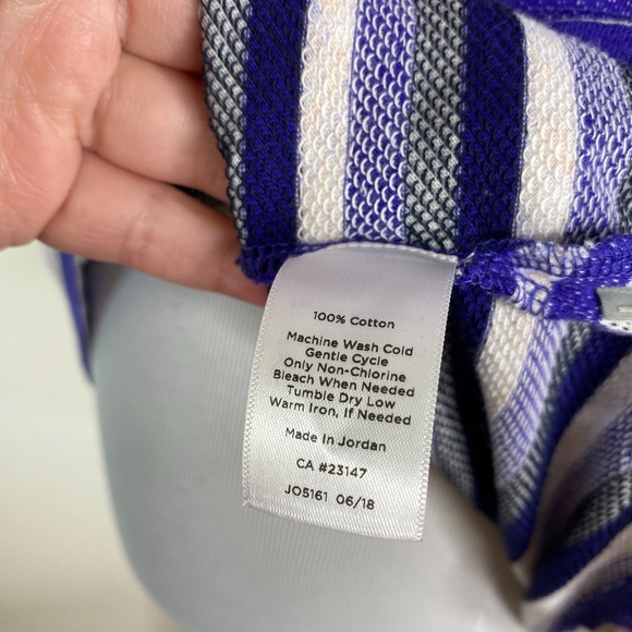 NWT T by Talbots Purple Stripe Pullover Top Funnel Neck Sz. L Cotton - Picture 14 of 14